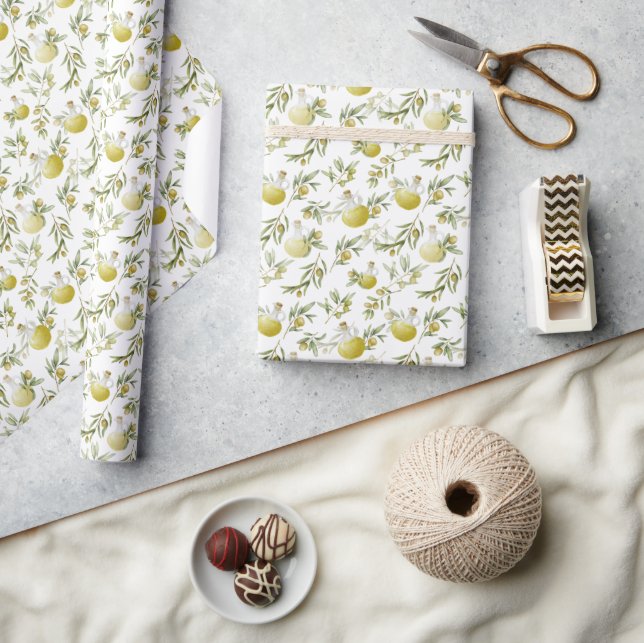 Papel De Presente Padrão Rustic Olive (Artesanato)
