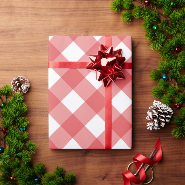Papel De Presente Padrão Rustic Red Gingham Verificado (Presente de Natal)