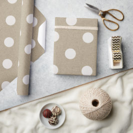 Papel De Presente Padrão Rustic White Faux Burlap Bolinhas