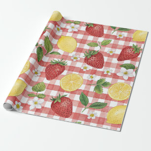 Papel De Presente Padrão Rústico de Morango e Cítricos Terroso (6)