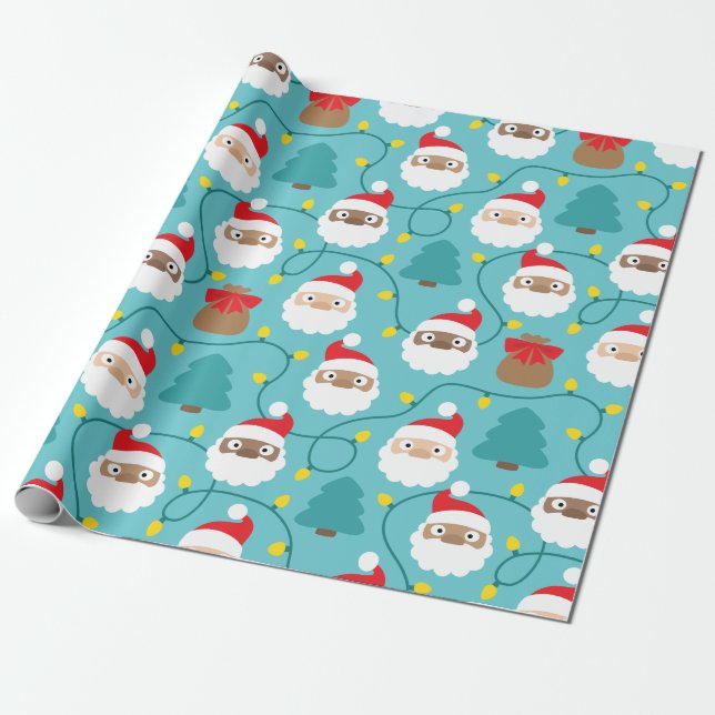 Papel De Presente Padrão Santa Clauses (Desenrolado)