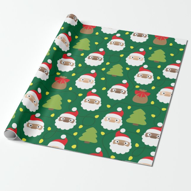 Papel De Presente Padrão Santa Clauses (Desenrolado)