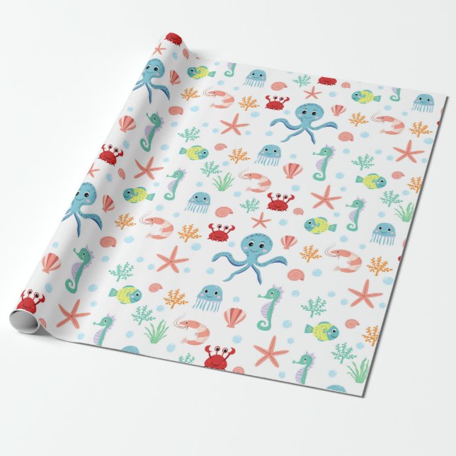 Papel De Presente Padrão Sea World (Desenrolado)