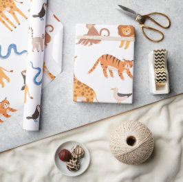 Papel De Presente Padrão Selvagem Tropical Safari Selvagem
