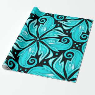 Papel De Presente Padrão sem cor com motivos étnicos florais