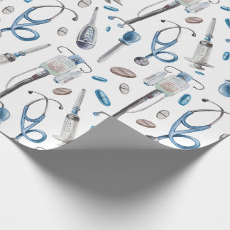 Papel De Presente Padrão sem costura aquarela de material médico