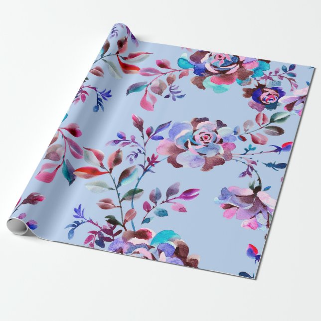 Papel De Presente Padrão sem costura botânica aquática. Desenho manu (Desenrolado)