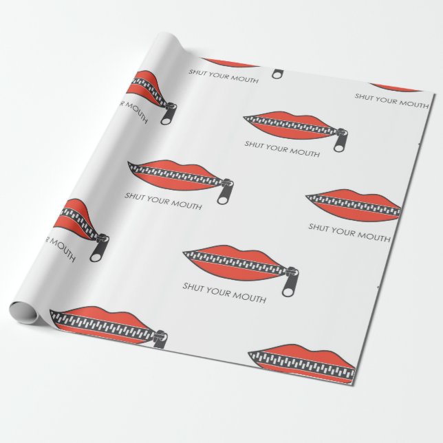 Papel De Presente Padrão sem costura com a boca da mulher com o fech (Desenrolado)