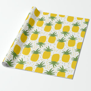 Papel De Presente Padrão sem costura com abacaxi. Ananás amarelo