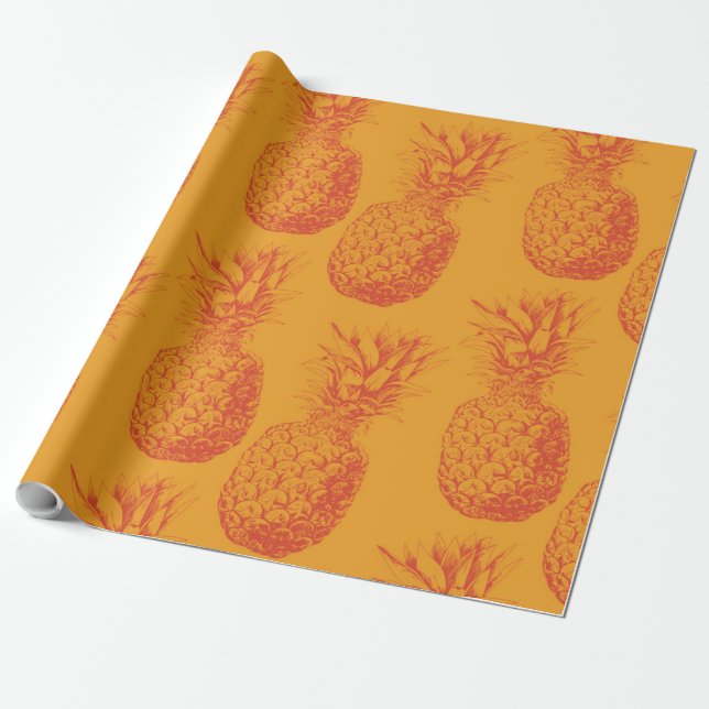 Papel De Presente Padrão sem costura com ananás (Desenrolado)