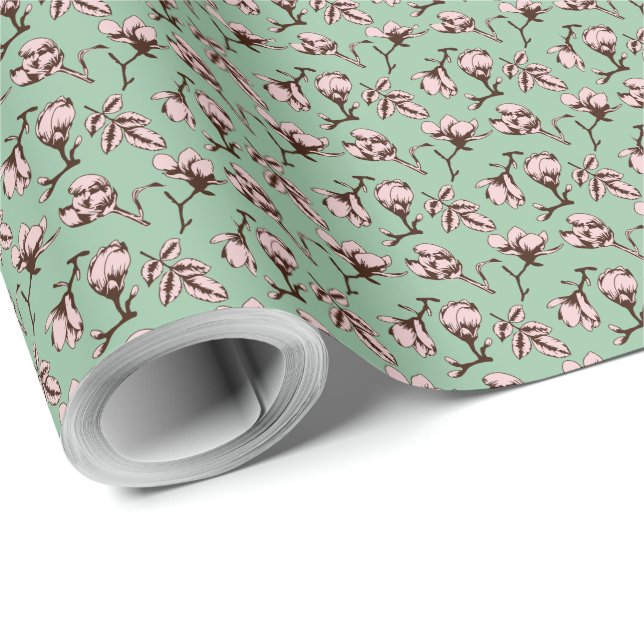Papel De Presente Padrão sem costura com botões de flores de primave (Ponta do rolo)