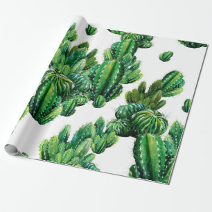 Papel De Presente Padrão sem costura com cactos aquarela. Cactus il
