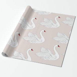 Papel De Presente Padrão sem costura com cisnes brancas. Órna bran