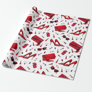 Papel De Presente Padrão sem costura com coisas de menina em cor ve