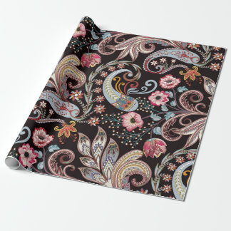 Papel De Presente Padrão sem costura com cor paisley floral