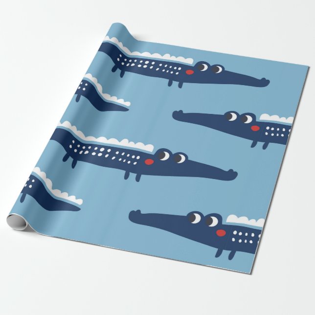 Papel De Presente Padrão sem costura com crocodilos (Desenrolado)