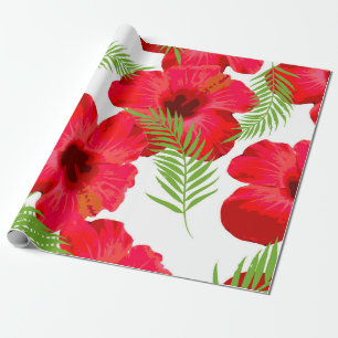 Papel De Presente Padrão sem costura com flor tropical, palma