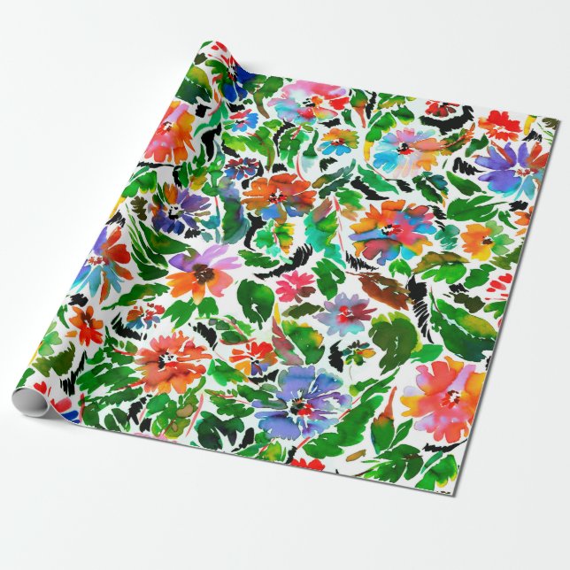 Papel De Presente Padrão sem costura com flores (Desenrolado)