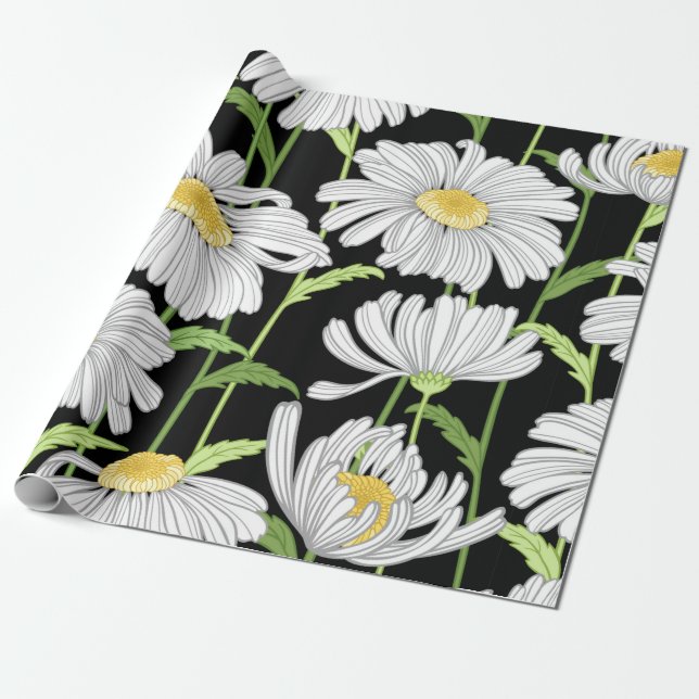 Papel De Presente padrão sem costura com flores de verão (Desenrolado)