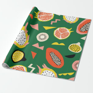 Papel De Presente Padrão sem costura com frutas tropicais