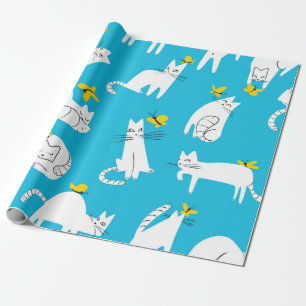 Papel De Presente Padrão sem costura com gatos engraçados brincand