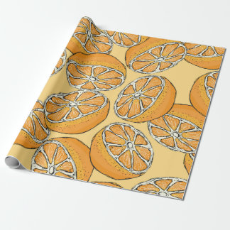 Papel De Presente Padrão sem costura com laranjas fatiadas. Vintage