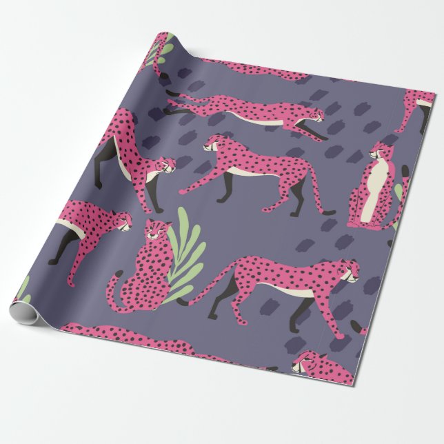 Papel De Presente Padrão sem costura com pi exótico de gato grande d (Desenrolado)