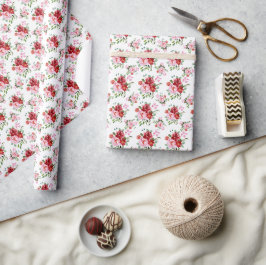 Papel De Presente Padrão Sem Costura de Cores Vermelhos e Rosa