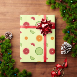 Papel De Presente Padrão Sem Costura de Fatias de Laranja
