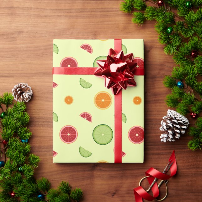 Papel De Presente Padrão Sem Costura de Fatias de Laranja (Presente de Natal)
