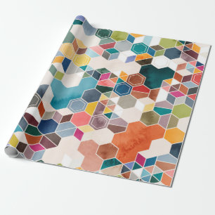 Papel De Presente Padrão sem costura de hexágonos em cores aleató