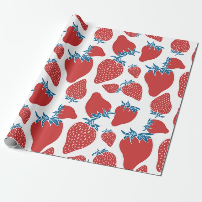 Papel De Presente Padrão sem costura de morango desenhado à mão. Pla (Desenrolado)