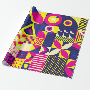 Papel De Presente Padrão sem costura de Pop e Abstrato Geom Colorid