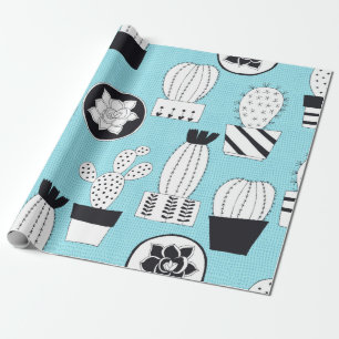 Papel De Presente Padrão sem costura desenhado à mão com cacto e