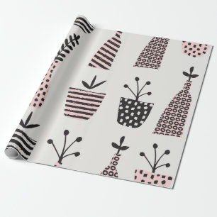 Papel De Presente Padrão sem costura desenhado à mão com plantas 