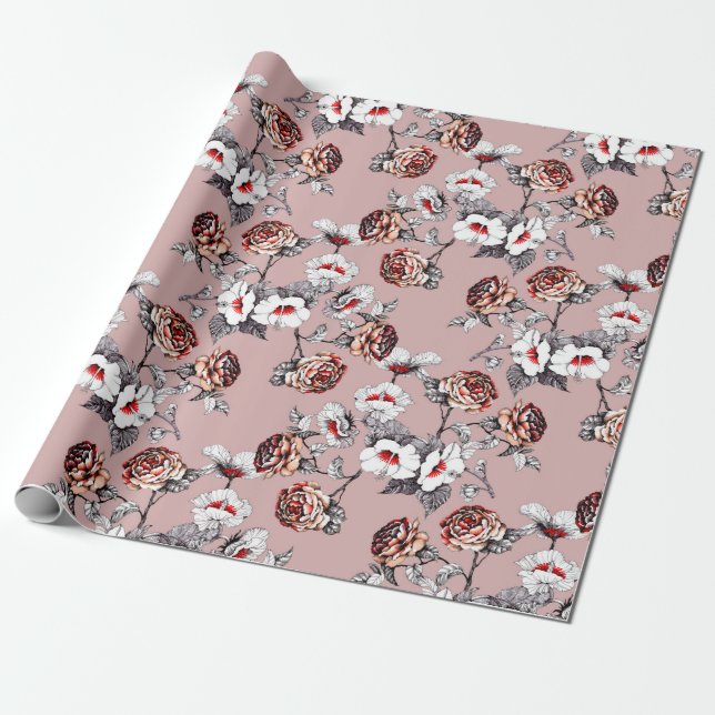 Papel De Presente Padrão sem costura desenhado à mão de água com bel (Desenrolado)
