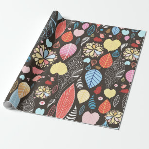Papel De Presente Padrão sem costura do outono com folhas coloridas