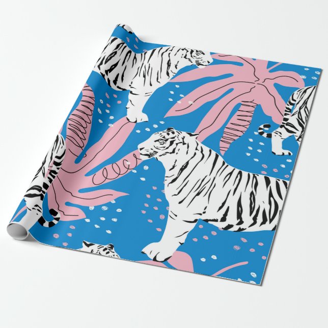 Papel De Presente Padrão sem costura do Tigre,fundo animal selvagem, (Desenrolado)