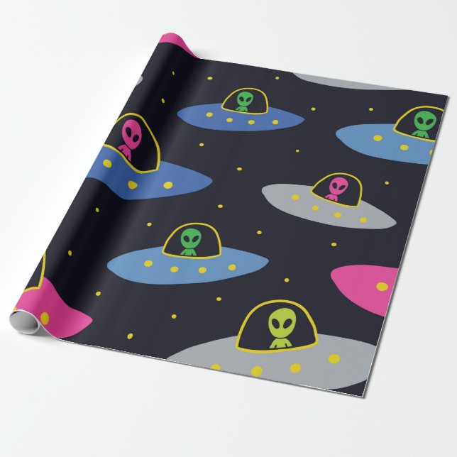 Papel De Presente Padrão sem costura infantil com cosmos desenhados  (Desenrolado)