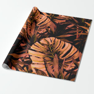 Papel De Presente Padrão sem costura por aquarelas com folhas tropi