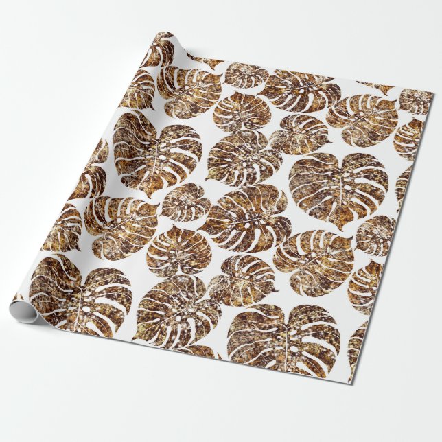 Papel De Presente Padrão sem descontinuidades de monstera da palma (Desenrolado)