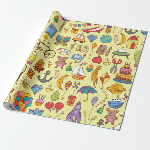 Papel De Presente padrão sem descontinuidades desenhado à mão com