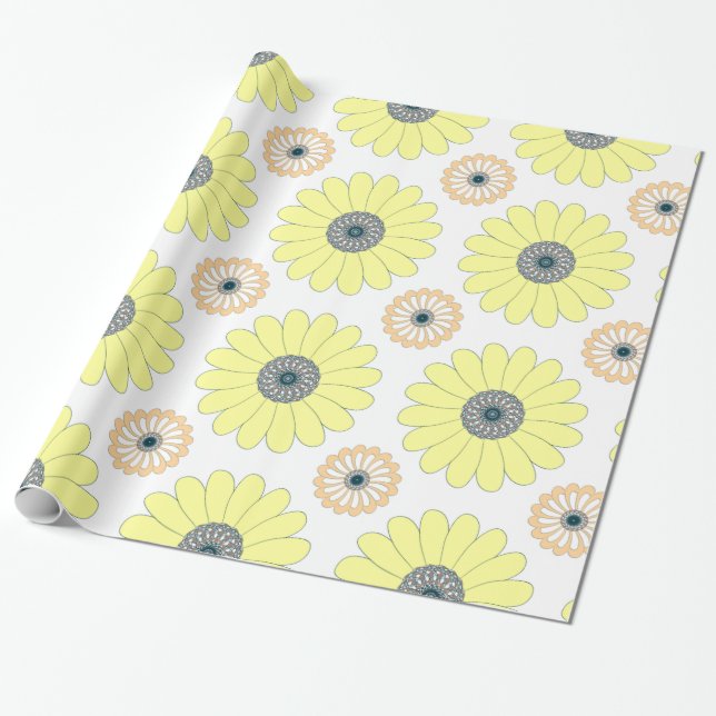 Papel De Presente Padrão sem descontinuidades do Sunflower (Desenrolado)