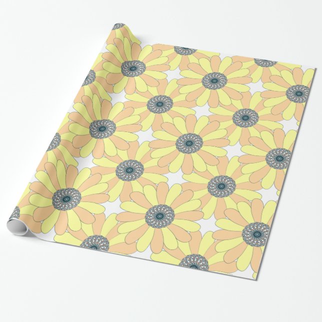 Papel De Presente Padrão sem descontinuidades do Sunflower (Desenrolado)
