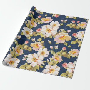 Papel De Presente padrão sem descontinuidades exibindo flores em ne