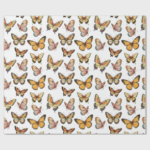Papel De Presente Padrão Sem Olho De Borboleta. Borboleta Monarca