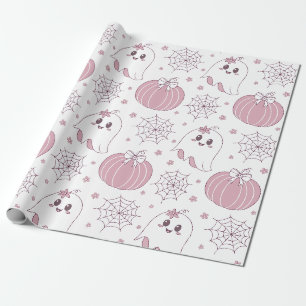 Papel De Presente Padrão sem soldadura do Pastel Pink Halloween (3)