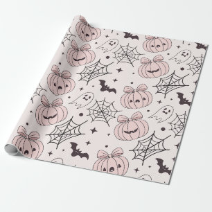 Papel De Presente Padrão sem soldadura do Pastel Pink Halloween (5)