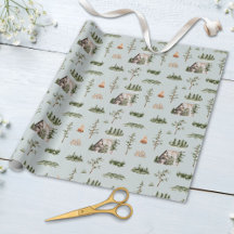 Padrão Sem Vista da Floresta de Cabina de Aquarela