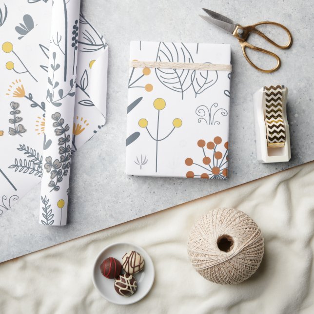 Papel De Presente Padrão Sensível de Abstrato Floral Moderno (Artesanato)